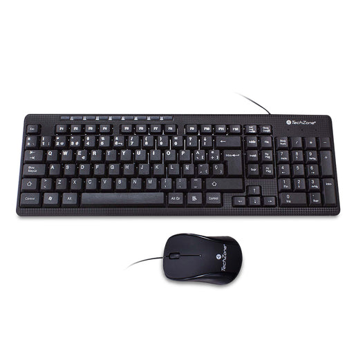 KIT TECLADO Y MOUSE ALÁMBRICO USB MARCA TECHZONE TZ19COMB01-LA