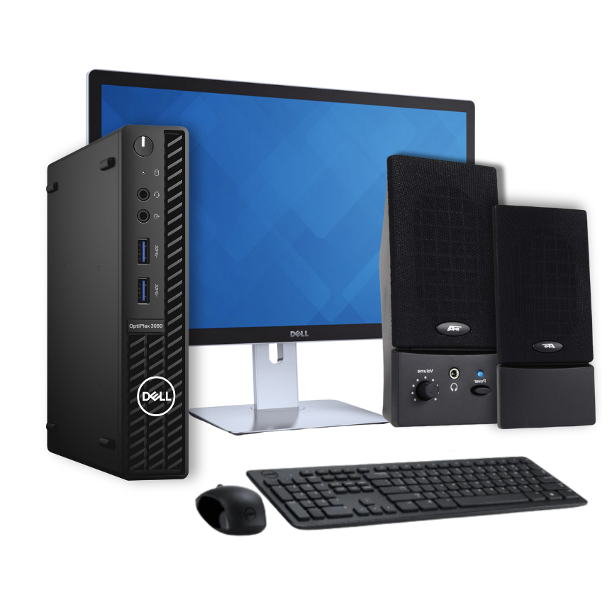 COMBO | Dell OptiPlex 3080 Mini, Intel Core i3 de 10ma Gen, 8GB DDR4, 240GB SSD, Windows 10 Pro (HDMI, Bluetooth) Monitor,Teclado y Mouse (Reacondicionado)