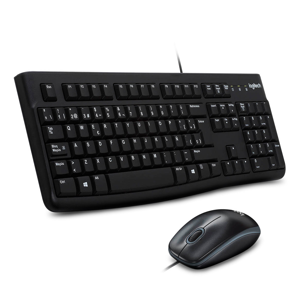 KIT TECLADO Y MOUSE ALÁMBRICO USB MK120 EN ESPAÑOL MARCA LOGITECH