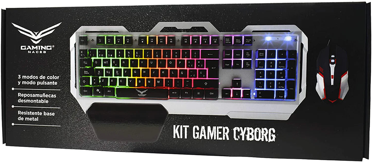 Kit de Teclado y Mouse Gaming Naceb Technology NA-0911, USB, Negro