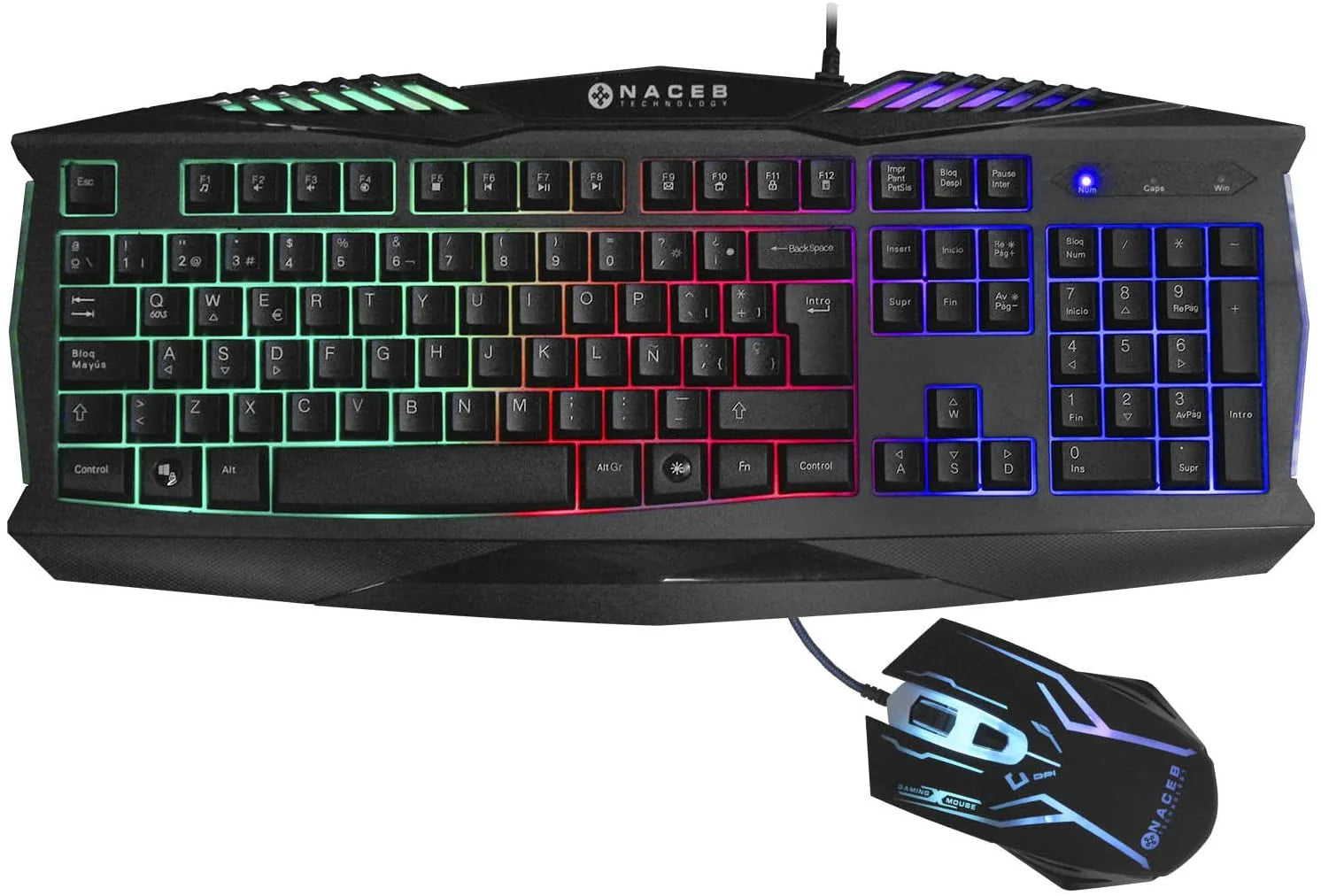 Kit de Teclado y Mouse Gaming Naceb Technology NA-617, USB, Negro