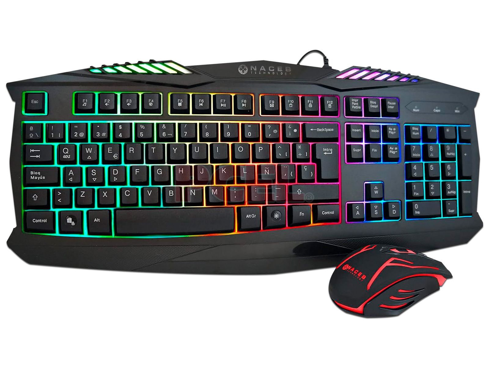 Kit de Teclado y Mouse Gaming Naceb Technology NA-617, USB, Negro