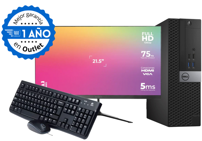Combo PC Dell OptiPlex 5040, Intel Core i5 (Gen 6ta), 8G RAM, 240GB SSD, Tamaño SFF (Reacondicionado)