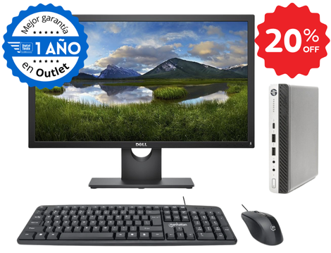 Combo PC HP Prodesk 600 G3, Intel Core I7 (7ma Gen), 8 GB RAM, 256 GB SSD, MINI (Reacondicionado)